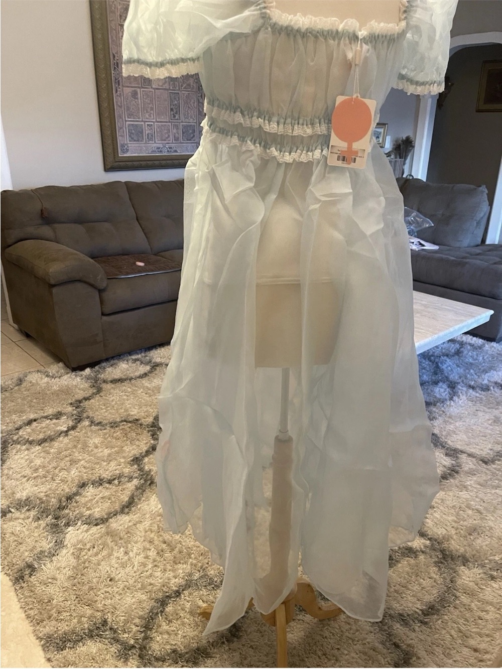 Selkie Sissy Baby Blue Boudoir Dress Sz 1X Chiffon 100% Silk NWT lace Toile - Picture 6 of 14